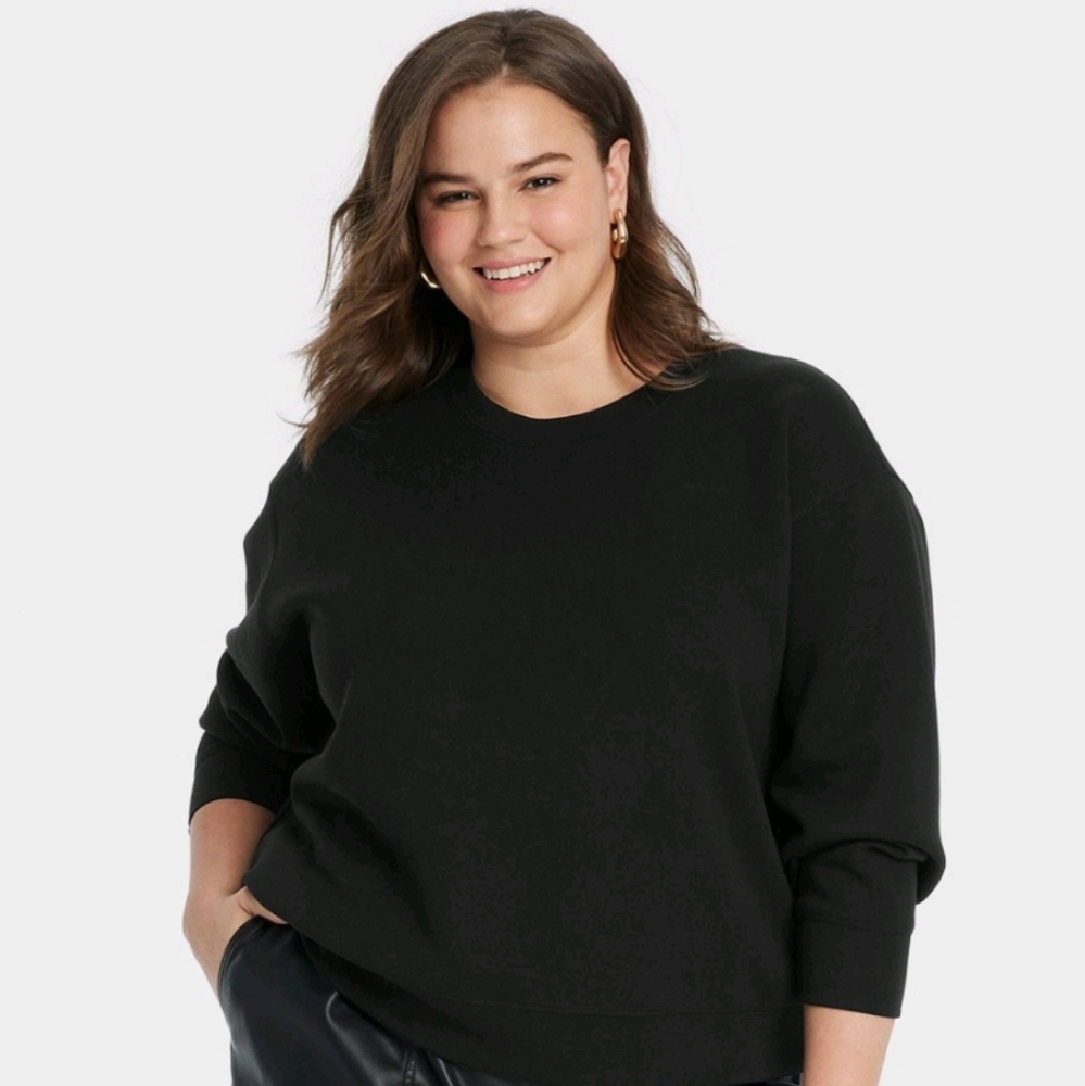 Women's Black Sandwash Pull- over Sweatshirt